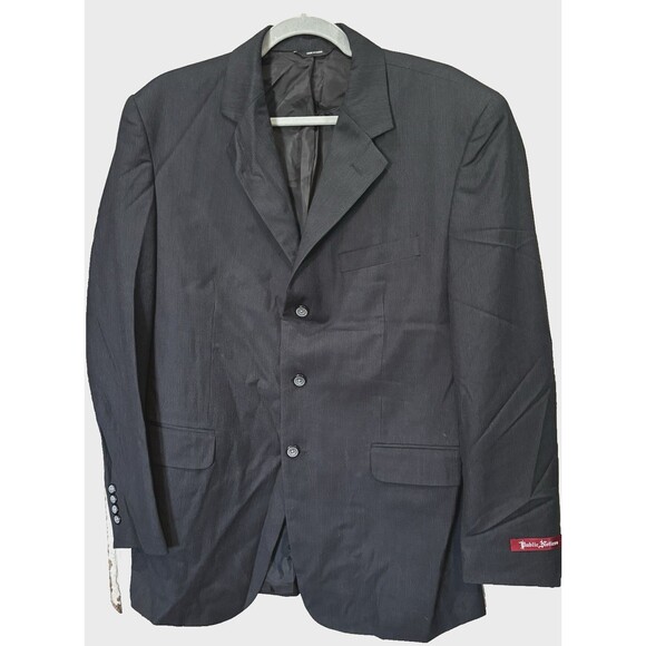 Public Notices Men’s Black Striped Blazer Jacket Size M | 3 Button Double Vent - Picture 1 of 8
